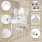 Kaptafel met opvouwbare spiegels, elegante make-up tafel en kussen set met 7 lades en open plank, kaptafel set voor thuis, appartement (Wit)
