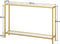 Consoletafel met planken, 120 cm bijzettafel, hardglas, ingangstafel, moderne banktafel, tentoonstellingstafel, metalen frame, voor woonkamer, hal, goudkleurig EGD05XG01