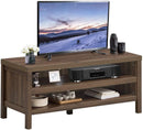 tv-meubel, tv-tafel met 2 open opslagplanken, houten tv-lowboard, 106,5 x 44,5 x 46cm, moderne tv-plank, tv-kast voor woonkamer, slaapkamer en entertainmentkamer, walnoot