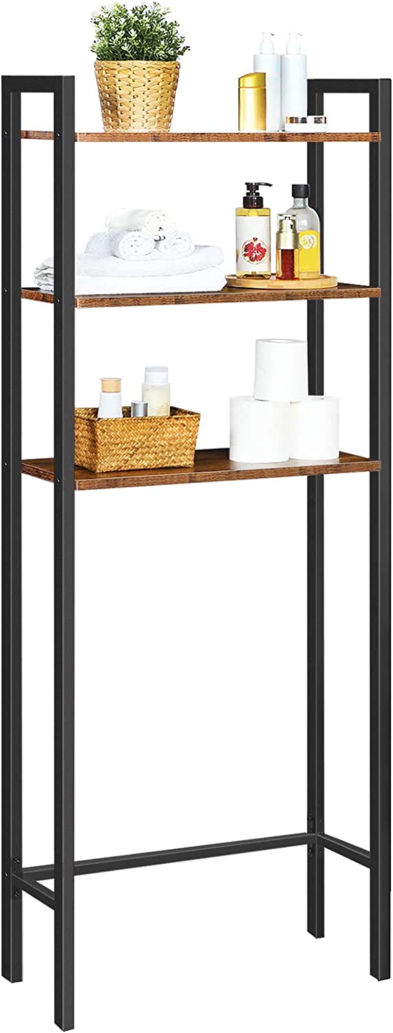 Badkamerkast Opbergrek voor toiletrek , 3-tier Opbergbakken, badkamer plank, Badkamer Opbergkast,  Rustieke Bruin EBF41TS01
