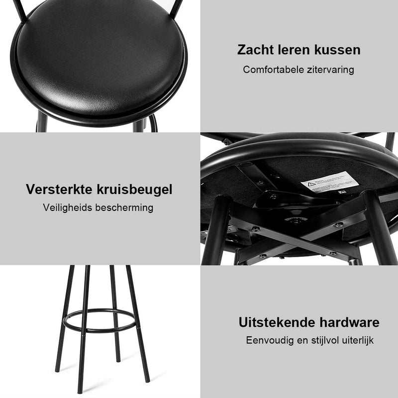 2 STUKS barkrukken ronde barkruk 360 graden draaibare barkruk Stalen buisstructuur (Modus 2)