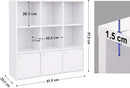 Boekenkast, opbergrek, vrijstaande DVD plank, , met 3 deuren, wit