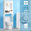 badkamerkast 3-plank badkamerkast organisator met verstelbare binnenste plank, getemperd glas deuren,  MDF en dennen poten