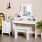 Kaptafel, make-up tafel met spiegel en kruk, houten kaptafel, kaptafel met 3 laden