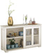 dressoir met in hoogte verstelbare plank en glazen schuifdeuren,  (Crèmewit)