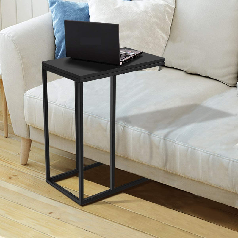 Industriële Bijzettafel Nachtkastje, Zwart Hout Laptop Tafel Nachtkastje,
