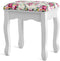 Kaptafel, kaptafel set met krukje, make-up tafel met 360° draaibare en afneembare spiegel, kaptafel met 4 lades en 2 planken (Wit)