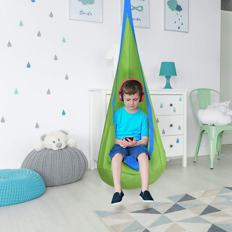 Hangstoel, Kinderzitje, met zitkussen, 3 Kleuren, 80 kg draagvermogen (Groen)