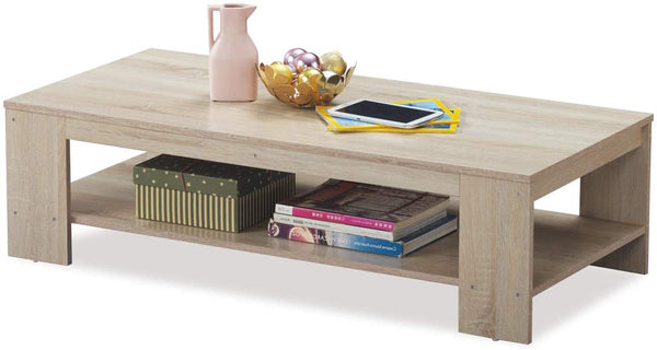 Houten salontafel met opbergplank, met 2 niveaus,