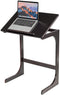 laptoptafel met kantelbaar blad, C-vormige bank bijzettafel met stopper, (Bruin)