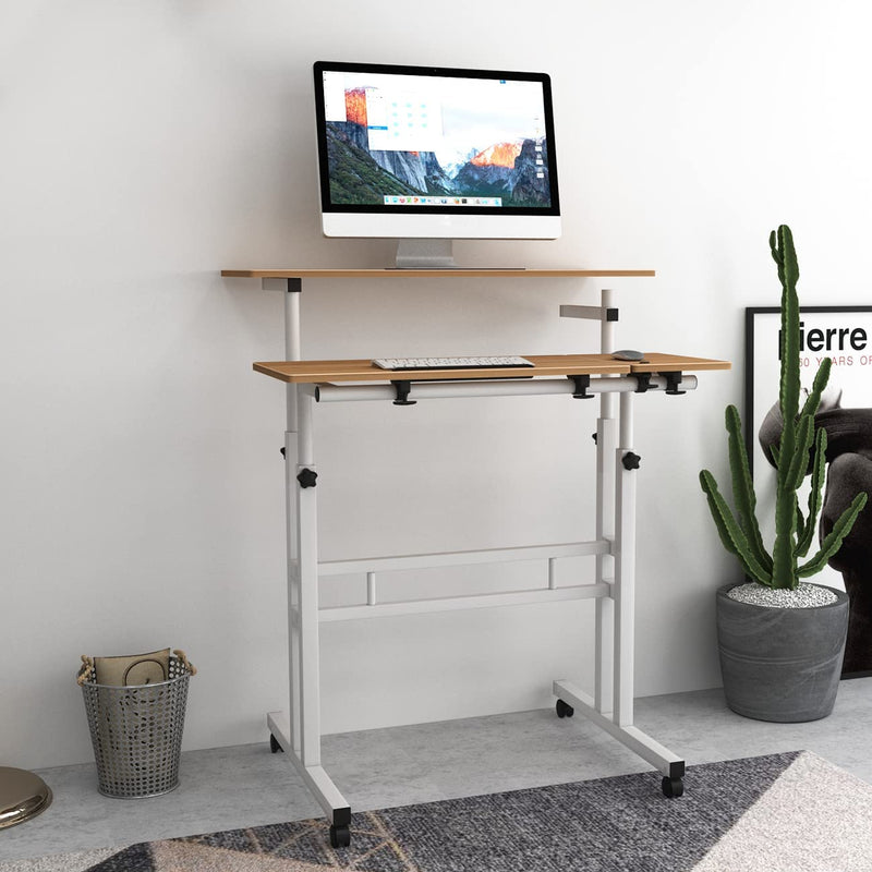 bureau, laptoptafel, in hoogte verstelbaar, met wieltjes ,statafel, bijzettafel, bedtafel op wielen,