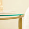 Bijzettafel, salontafel, rond, met 2 planken, van glas, voor woonkamer, slaapkamer, hazelnootbruin-goud LET204A03