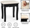 Kaptafel met ovale spiegel en 10 dimbare LED-lampen, klassieke make up tafel met 4 opberg lades in verschillende maten, stabiel schoonheidsstation in grenen houten poot en antislip pootdop (Zwart)