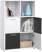 Boekenplank met 6 vakken, staande plank, boekenkast met 4 deuren, opbergkast, modern, wit-grijs LBC28WG