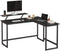 Bureau, L-vormig computerbureau met beweegbare monitorbevestiging, hoekbureau,  metaal, zwart LWD56BK