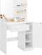 kaptafel met spiegel, make up tafel met opbergvak, 1 lade, 2 legplanken, wit RDT119W01