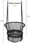 Hangstoel macrame schommelstoel, hangende katoenen touw stoel met kwastjes, maximaal 160kg (kussens niet inbegrepen) (Zwart)