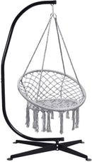Hangstoel, katoenen touw macrame hangende schommelstoel voor woonkamer, tuin, balkon, scandinavische stijl, capaciteit van 150 kg (Grijs)
