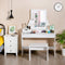 Kaptafel, make-up tafel met spiegel en kruk, houten kaptafel, kaptafel met 3 laden