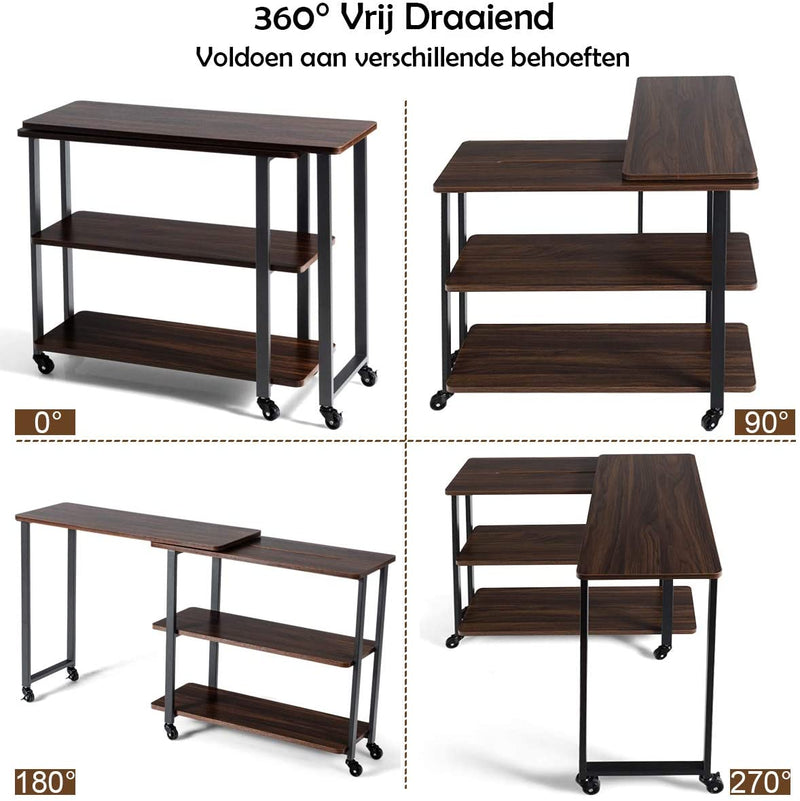 L-vormige zij tafel links of rechts geconfronteerd met de hoek balie met rollende wielen beweegbare tafelblad