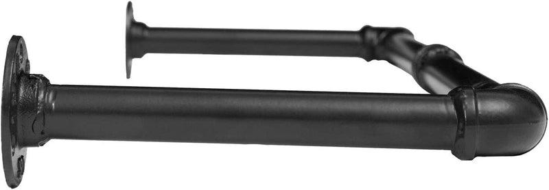 Industrieel kledingrek voor pijpen, 2-delige set, Wandgemonteerde kledingrek, ophangbalk, ruimtebesparend, 75,5 x 25 x 2.5 cm, elk geschikt voor maximaal 50 kg, zwart EBK01BJ01
