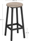 barkruk, set van 2 barstoelen, keukenstoelen met stevig stalen frame, hoogte 65 cm, rond, eenvoudig te monteren, industriële stijl, grijs-zwart LBC032B02