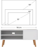 Lowboard in Scandinavische stijl, tv-kast, tv-tafel, televisiekast, voor uw flatscreen,  wit LTV09WT
