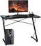 Game bureau, gaming tafel, Z-vormig professioneel gamer werkstation met LED-verlichting & groot koolstofvezel oppervlak, ergonomische PC-gametafel, computerbureau voor thuiskantoor, 110 x 60 x 78cm