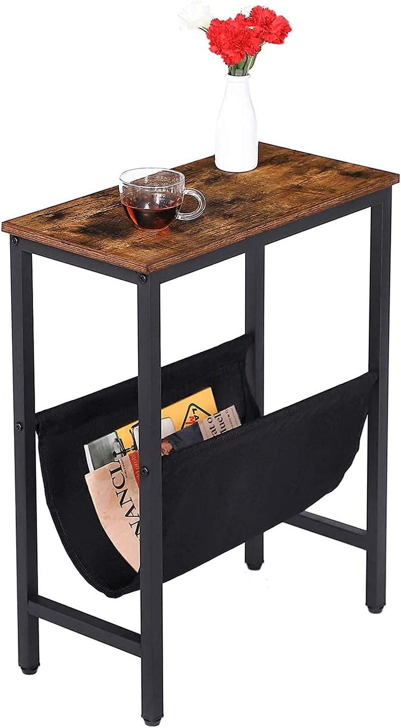 bijzettafel met opbergruimte, 48 x 24 x 61 cm, nachtkastje, koffietafel, donkerbruin EBF41BZ01