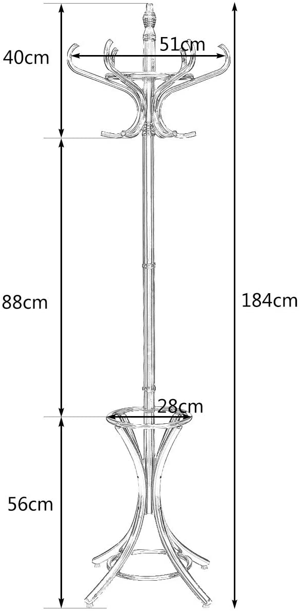 Staande kapstok hout 12 haken Home hoed jas hanger boom 12 met paraplu houder kapstok