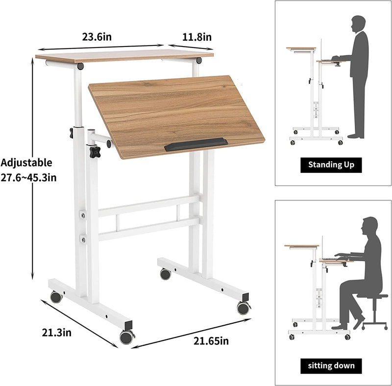 Computer Tafel Laptop Bureau Werkstation Verstelbare Hoogte Laptop Tafel Stand-up Computer Tafels voor Thuiskantoor, Wit