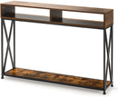 consoletafel, gangtafel entreetafel met open plank & opbergcompartimenten,, 120 x 23 x 79 cm (Rustiek bruin)