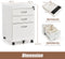 3 lade verrijdbare archiefkast, vergrendeling archiefkast met wielen en handgrepen, 40 x 50 x 64,5 cm (Wit)