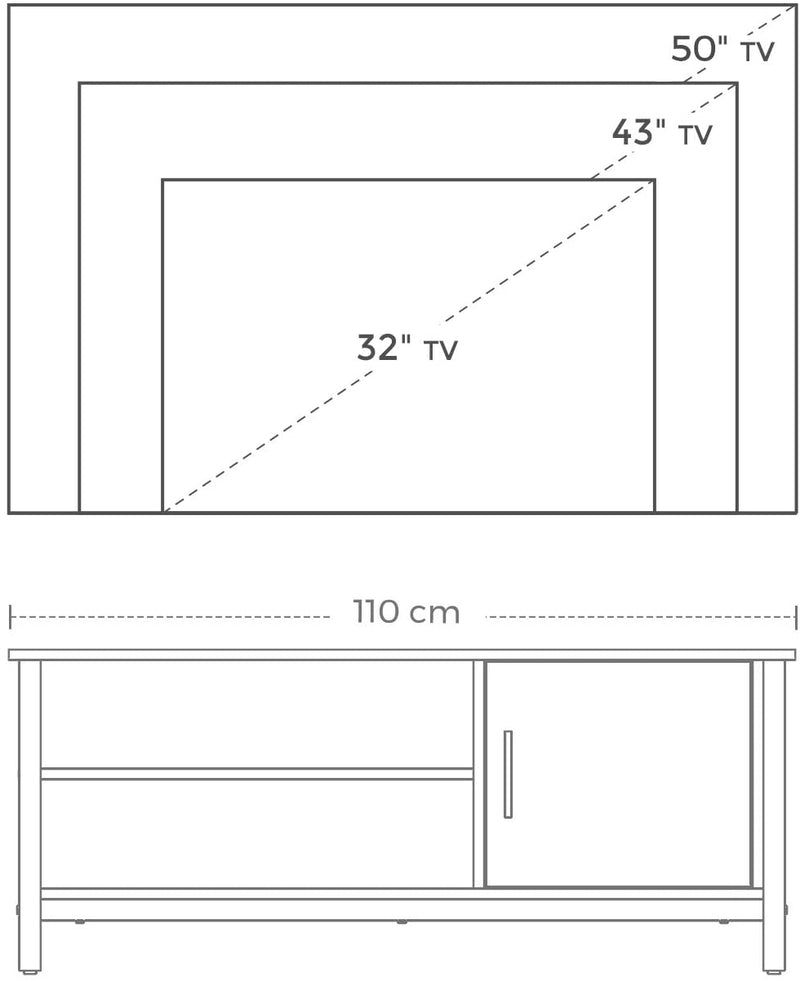 TV-kast, TV-tafel, voor TV's tot 48 inch, lowboard met kast en 2 schapniveaus, TV-bank,  gang, 110 x 40 x 45 cm, , donkerbruin LTV42BX