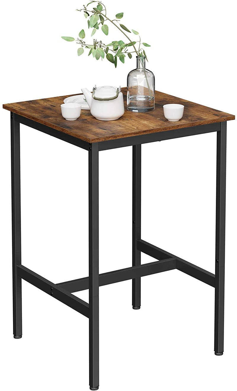 bartafel, bartafel, hoge keukentafel, lessenaar met stabiel stalen frame, 60 x 60 x 90 cm, eenvoudige montage, keuken, industriële stijl, vintage bruin-zwart LBT25X