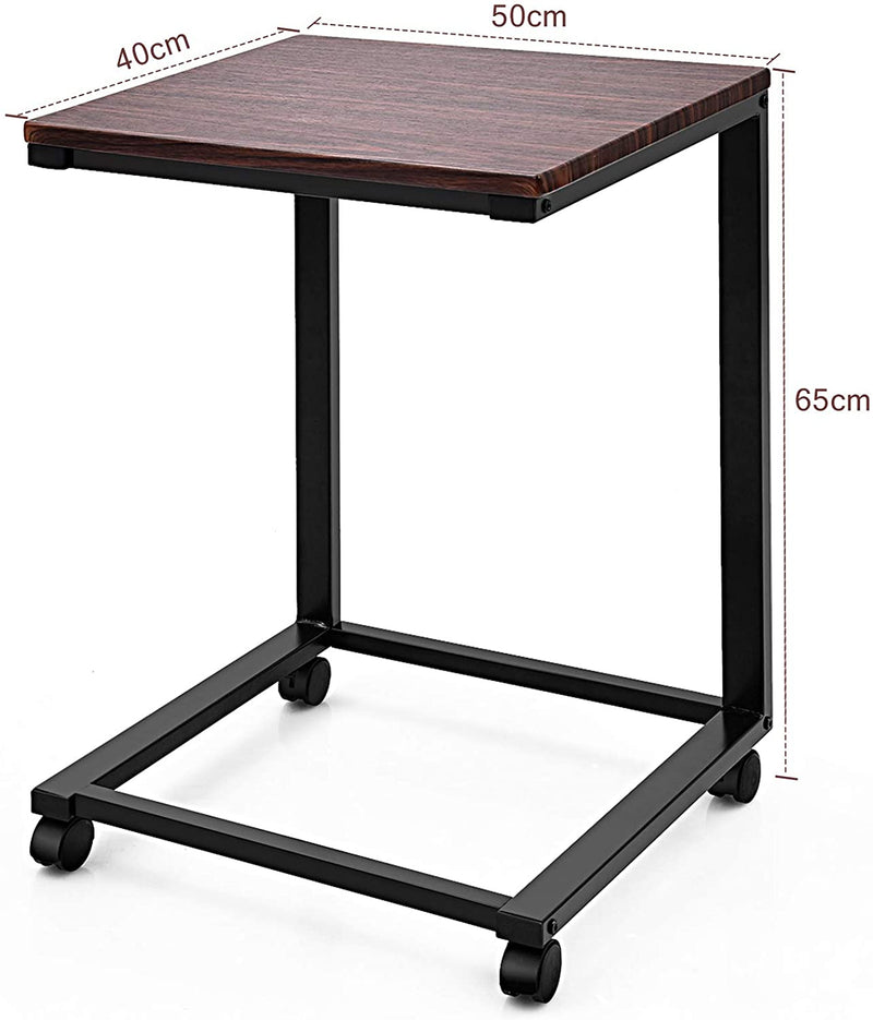 Laptoptafel met wielen, verrijdbare laptopkar, 50 x 40 x 65 cm (Zwart)