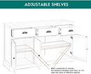 keukenkast dressoir met 3 lades en 3 deuren, verstelbare plank,(Wit)