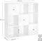 Boekenkast, kantoorkast, boekenkast, vrijstaande plank met 3 deuren, met 9 vakken,  modern, wit