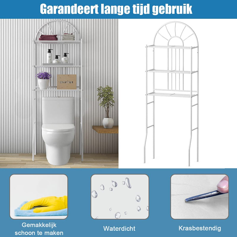3-planken badkamerkast organizer boven het toilet,  59 x 33 x 173cm