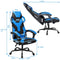 gamingstoel met wielen, racestoel met armleuning, verstelbare rugleuning, hoofdsteun en lendekussen, grote racestoelen met hoge rugleuning en verbrede verdikte zitting (Blauw)
