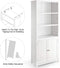 3-Planken boekenkast, staande boekenplank met dubbele deuren, opbergkast met 3 lagen , 74,5 x 35,5 x 181,5 cm (Wit)