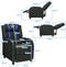 Gaming leunstoel fauteuil, PU lederen enkele leunstoel relaxstoel, verstelbare moderne woonkamer ligstoel, televisiestoel met voetsteun en lumbaal kussen, thuisbioscoop zittingen (Blauw)