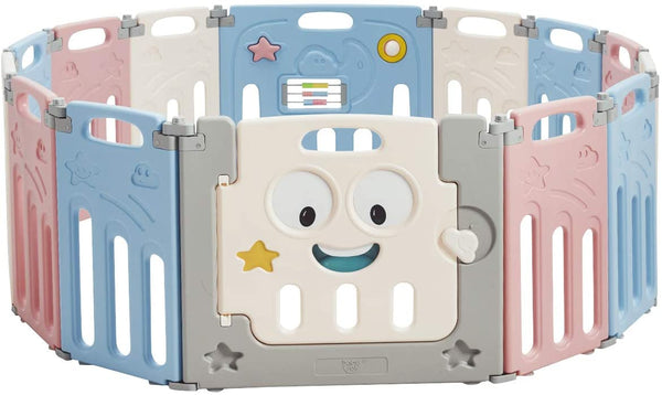 Baby grondbox, 14 paneel opvouwbaar babybox speelbox  kinderen 3 maanden + (Kleurrijk, 14 paneel)