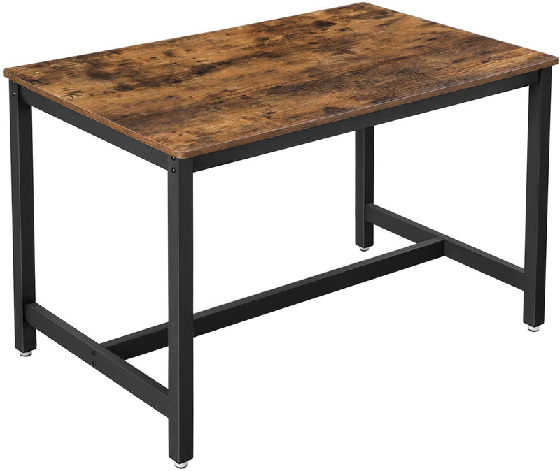 Keukentafel, eettafel, 120 x 75 x 75 cm, eetkamertafel voor 4 personen, ijzeren frame, industrieel design, vintage, donkerbruin, makkelijk op te bouwen
