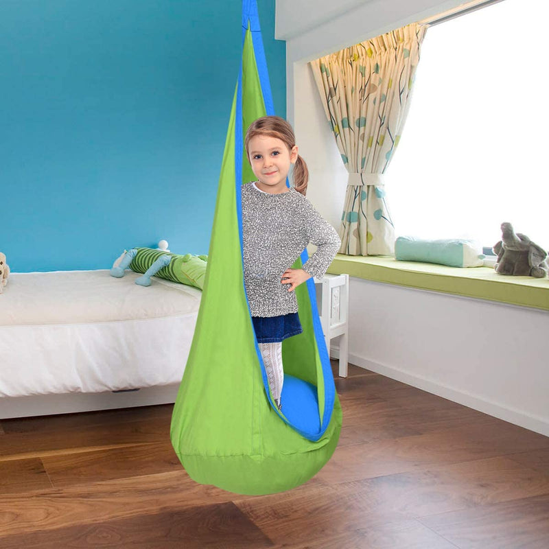 Hangstoel, Kinderzitje, met zitkussen, 3 Kleuren, 80 kg draagvermogen (Groen)