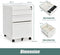 3 Lades verrijdbare archiefkast met slot, mobiele archiefkast met 2 sleutels en handgrepen, 40 x 50 x 64,5 cm (Wit)