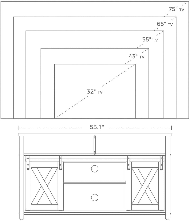 TV-kast, TV-tafel met 2 schuifdeuren,  tot 60 inch, TV-kast met verstelbare schappen, industrieel ontwerp, vintage bruin-zwart LTV46BX