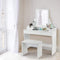 Kaptafel, make-up tafel met spiegel en kruk, houten kaptafel, kaptafel met 3 laden