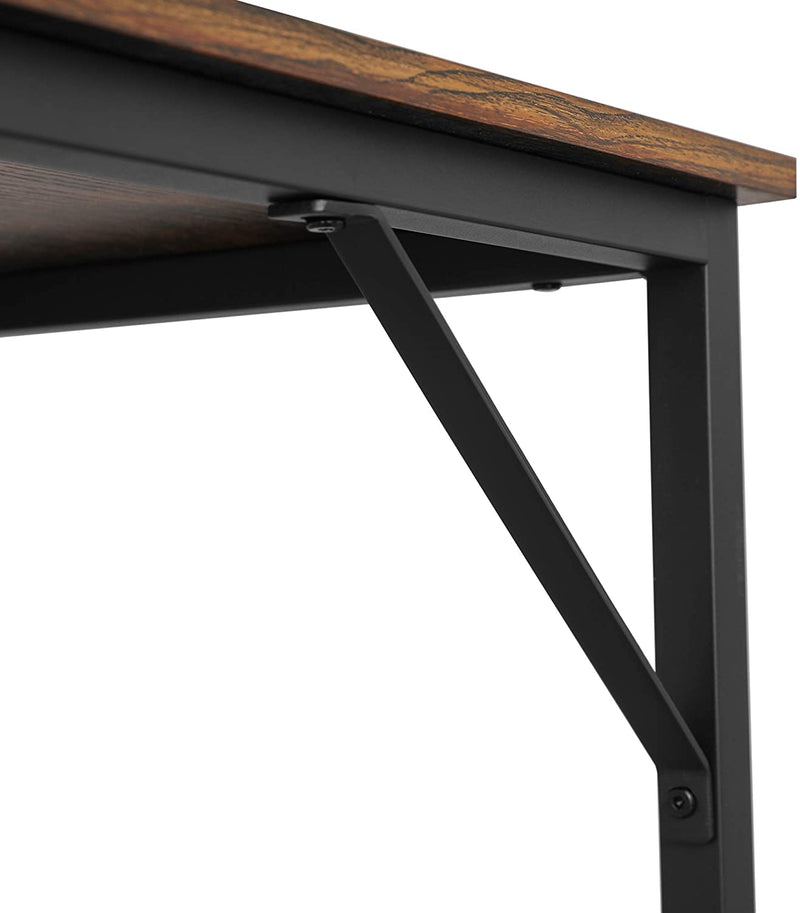 Bureau, computer bureau, smalle kantoortafel, 100 x 50 x 75 cm,  vintage bruin-zwart LWD41X