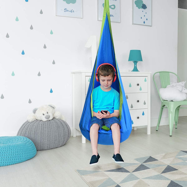 Hangstoel, Kinderzitje, met zitkussen, 3 Kleuren, 80 kg draagvermogen (Blauw)